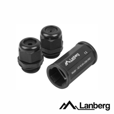 Acessórios pretos Lanberg com textos e símbolos impressos