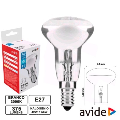 Lâmpada halogénea avide transparente com base E27 e embalagem