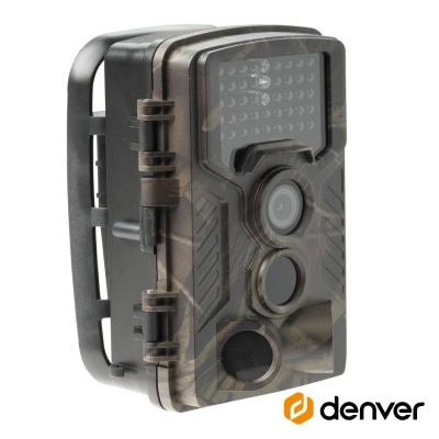 Câmara de vigilância camuflada com múltiplos sensores e logotipo Denver