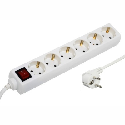 Tomada Elétrica 6x Schuko C Interruptor 1.5m