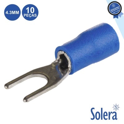 TERMINAL FORQUILHA ISOLADO 4.3MM 10X AZUL SOLERA