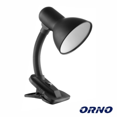 Lâmpada de secretária preta com braço flexível e pinça