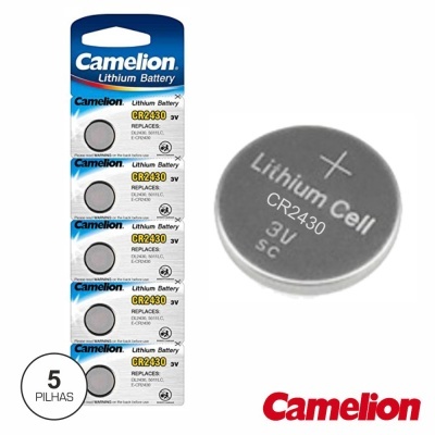PILHA LITHIUM BOTÃO CR2430 3V 5X BLISTER CAMELION