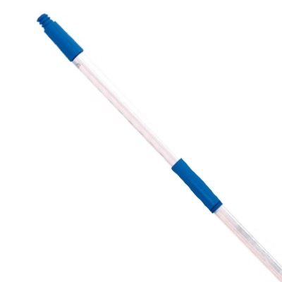 Cabo metálico prateado com pontas azuis e pegador azul