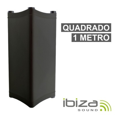 Coluna de som quadrada preta e logótipo ibiza SOUND
