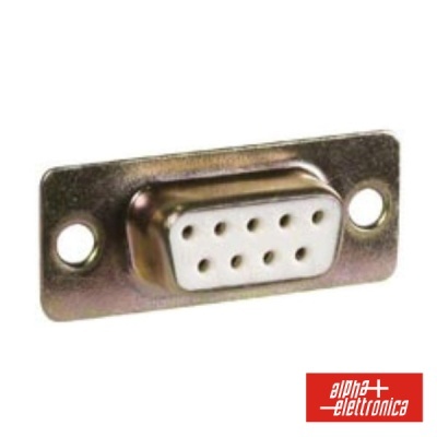 Conector fêmea DB9 metálico com 9 pinos em plástico branco