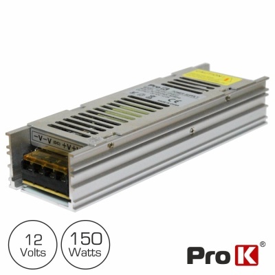 Fonte de alimentação Pro K metálica 12V 150W com aberturas e conexões elétricas