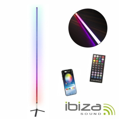 Tubo LED RGB 1m Bluetooth C Suporte Preto IBIZA