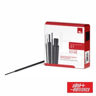 Tubo Manga Termoretráctil Ø6.4mm 8m Preto ALPHA