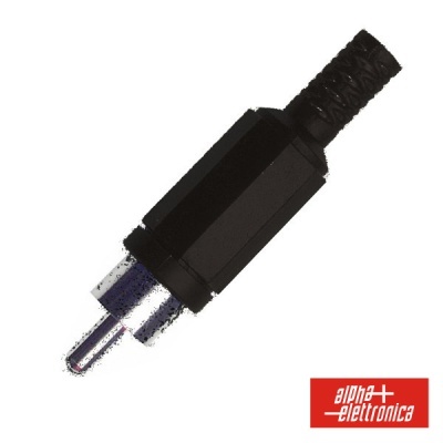 FICHA RCA MACHO PRETA PVC C PROTEÇÃO DE CABO
