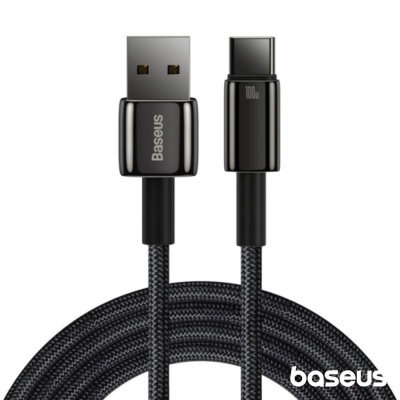 Cabo USB a USB-C preto com revestimento em nylon Baseus