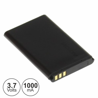 Bateria preta retangular com três contactos dourados