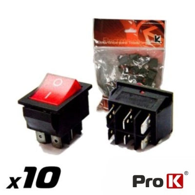 Interruptores elétricos de balancim quadrados preto com botão vermelho e símbolo ligado/desligado