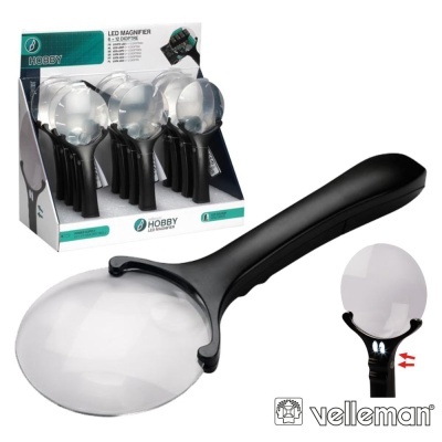 Expositor 12 Lupas 2.5x 4x C 2 Leds VELLEMAN
