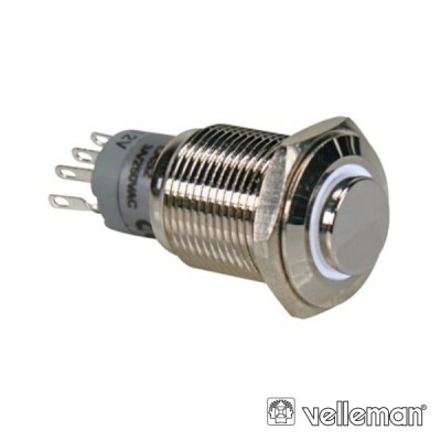 INTERRUPTOR REDONDO ALTO DE METAL SPDT 1NA 1NC ANEL BRANCO