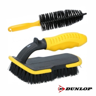 Conjunto de duas escovas de limpeza amarelas e pretas Dunlop