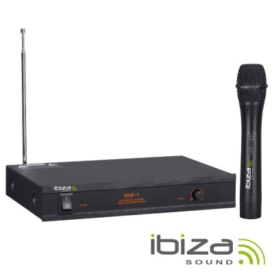 Sistema de microfone sem fios Ibiza Sound VHF-1 preto com antena e microfone