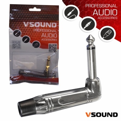 Ficha Jack 6.35mm Macho 90º Niquelada Mn VSOUND