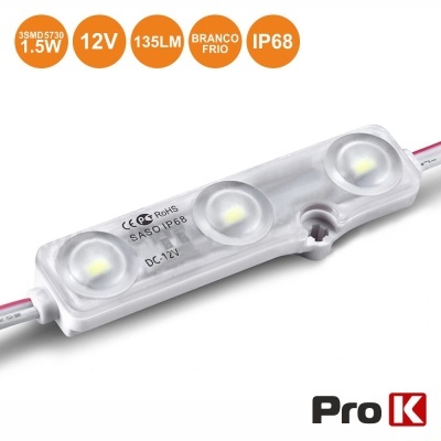 Módulo C 3 LEDS 5730 1.5W 6000K 135LM 12V IP68 PROK