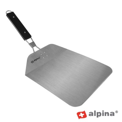 Pá de pizza Alpina de aço inoxidável com cabo preto