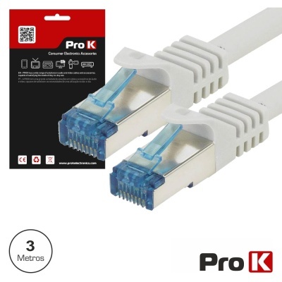 Cabo de rede Ethernet Pro K branco com conectores RJ45