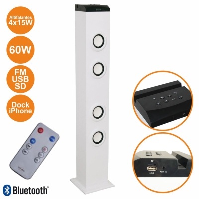 COLUNA CENTRO AMPLIFICADA FMUSBBTSD 4X15W 60W BRANCO