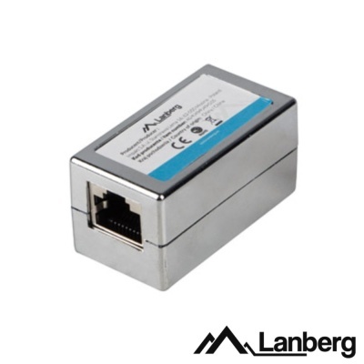 Conector metálico Lanberg com porta RJ45 e etiqueta