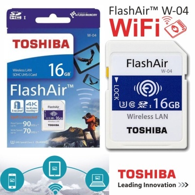 CARTÃO MEMÓRIA SDHC 16GB UHS-I FLASHAIR WIFI TOSHIBA