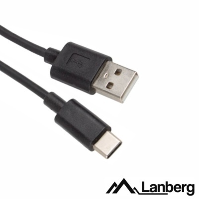 Cabo USB-A 2.0 Macho  USB-C Macho 1.8m Preto LANBERG
