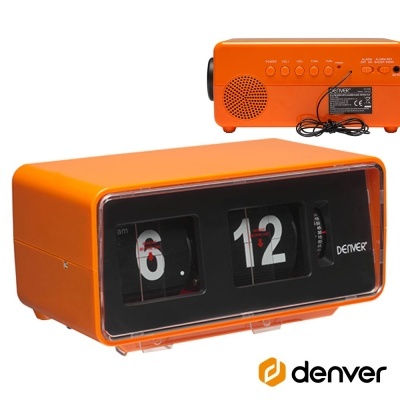 RELÓGIO DESPERTADOR FM PLL RETRO LARANJA C PALHETAS DENVER