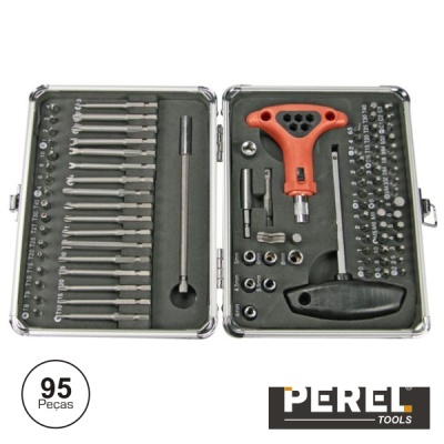 Conjunto de ferramentas PEREL com 95 peças em estojo metálico