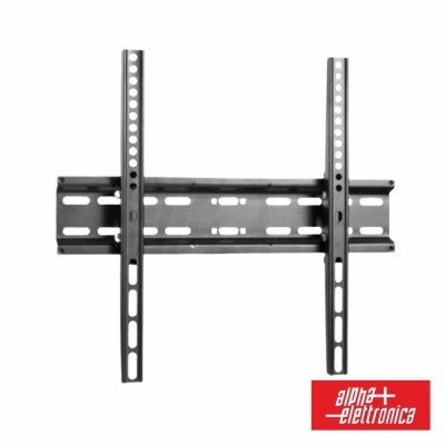 Suporte de parede para televisão preto com logótipo Alpha Elettronica