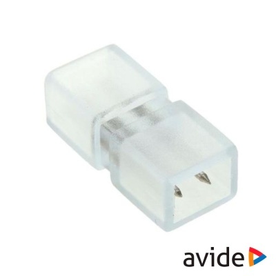 Conector elétrico transparente em plástico com logotipo avide