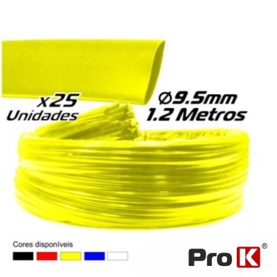 TUBO MANGA TERMORETRÁCTIL 9.5MM 1.2M 25X AMARELO PROK
