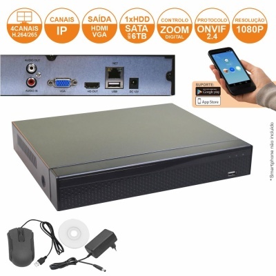 VÍDEO-GRAVADOR DIGITAL IP 9 CANAIS H264 ETHERNET