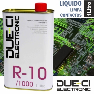 Líquido limpa contactos DUE-CI ELECTRONIC R-10/1000 1 litro e fundo com circuito eletrónico