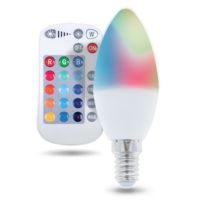Lâmpada LED multicolorida com controlo remoto branco