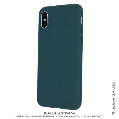 Capa de smartphone verde escura com recortes para câmera e botões