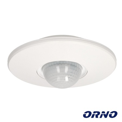 Sensor de presença branco com lente esférica translúcida