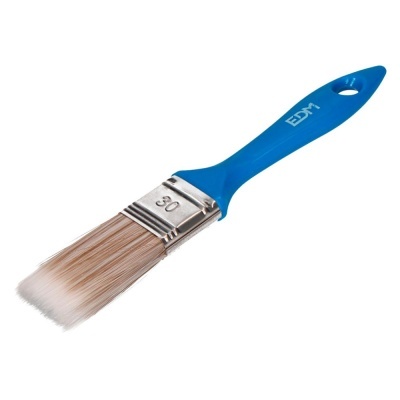 Pincel de pintura com cabo azul e cerdas claras