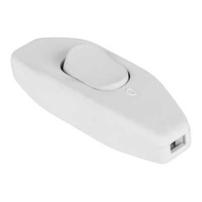 Interruptor de luz branco em plástico com botão oval deslizante