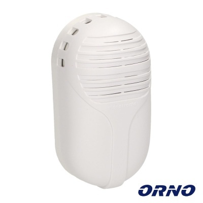 Dispositivo eletrónico branco da marca ORNO com aberturas e design compacto