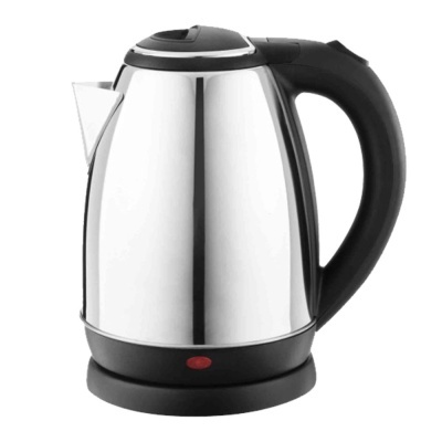 Chaleira elétrica metálica com base e pega preta