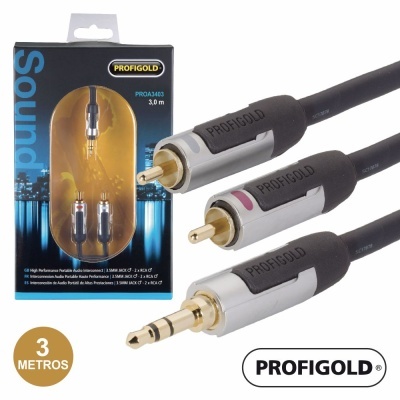 CABO JACK 3.5MM MACHO ST  2-RCA MACHO 3M PROFIGOLD