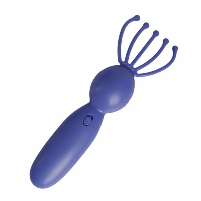 Massageador de cabeça elétrico azul com cinco hastes