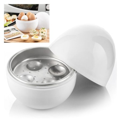 Cozedor de ovos elétrico branco esférico com tampa removível