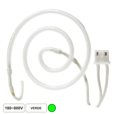 LÂMPADA TUBULAR 180-800V NÉON ESPIRAL VERDE