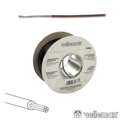CABO MULTIFILAR CASTANHO 0.20MM ROLO 100M VELLEMAN