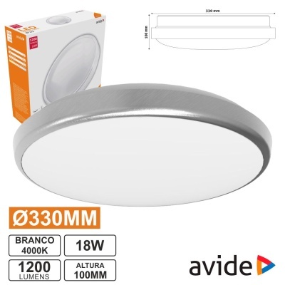 Painel LED Redondo Aplique 18W 330mm 4000k 1600lm AVIDE
