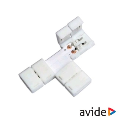 Conector T branco para fitas de LED com polaridade marcada